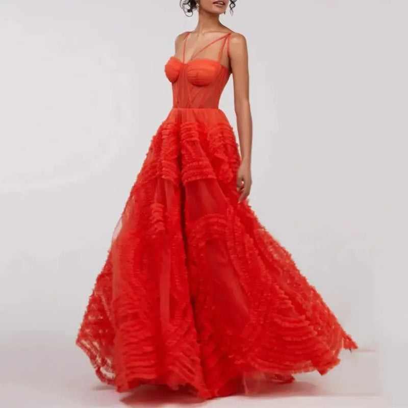 Vestido Longo Armado Estilo Corset Vermelho