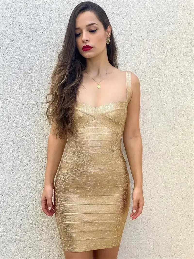 Vestido Midi Bandagem Metalizado Prata