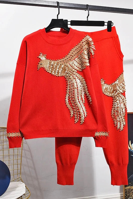 Conjunto Moletom 2 Peças Casaco e Calça Vermelho