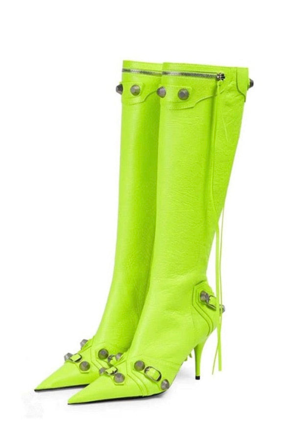 Bota Cano Alto Salto Fino Neon