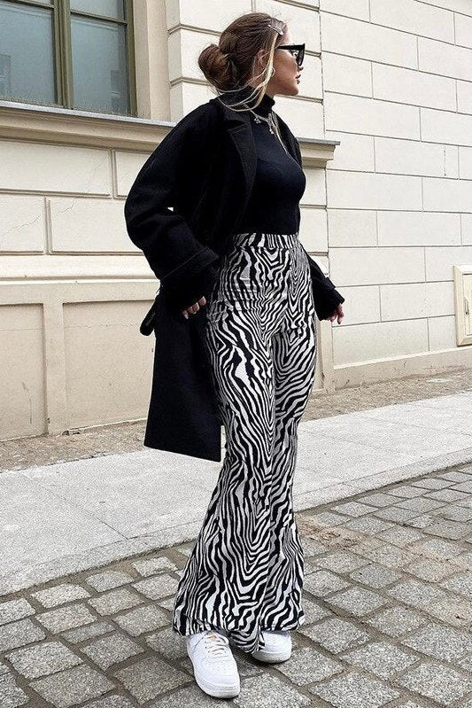 Calça Pantalona Zebra Print