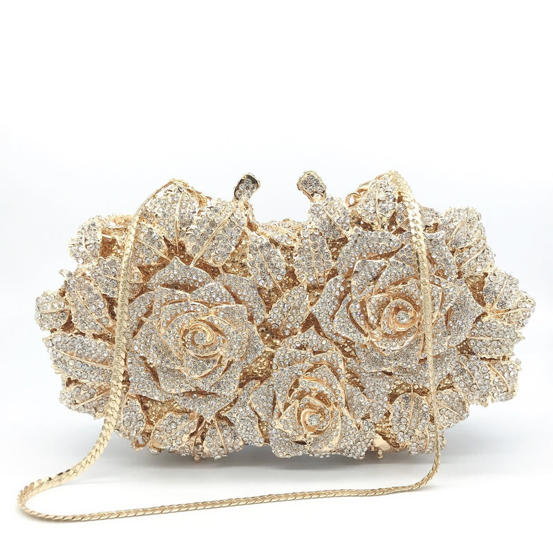 Bolsa Clutch Cristal Flores 3D