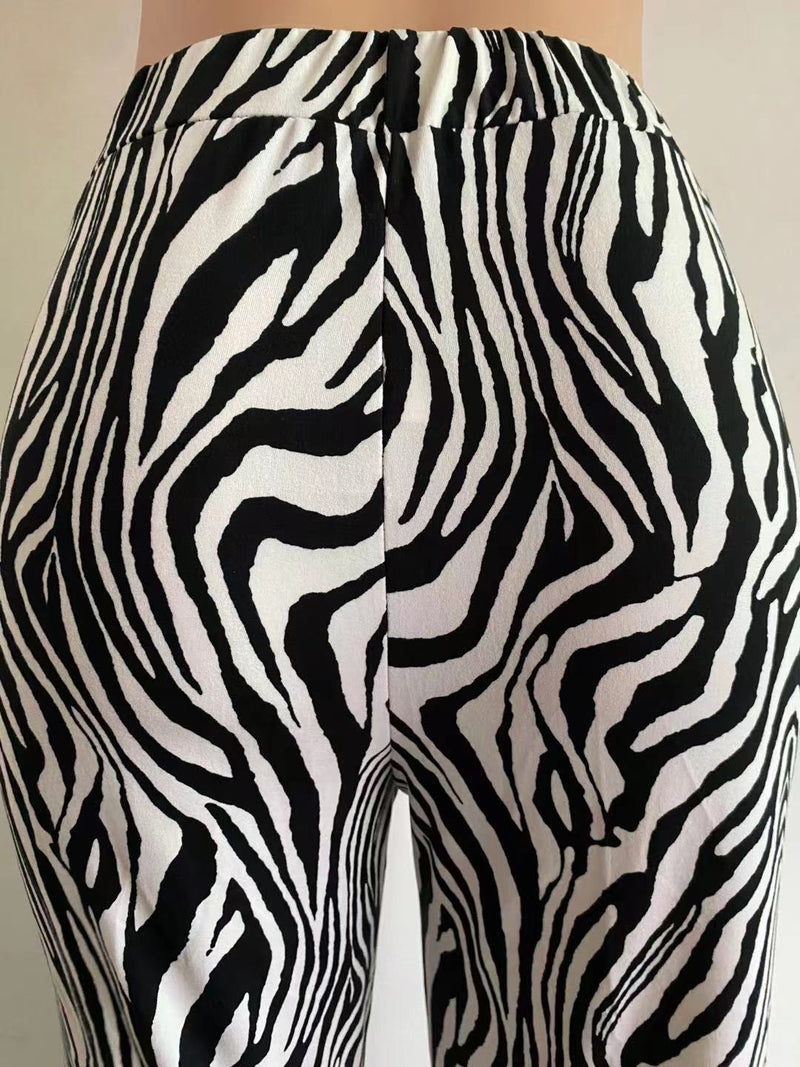 Calça Pantalona Zebra Print