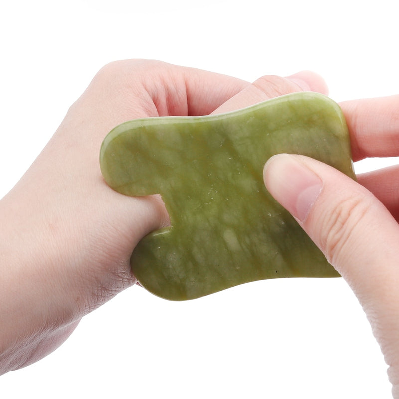 Massageador Corporal Pedra Natural Jade Gua Sha Formato U