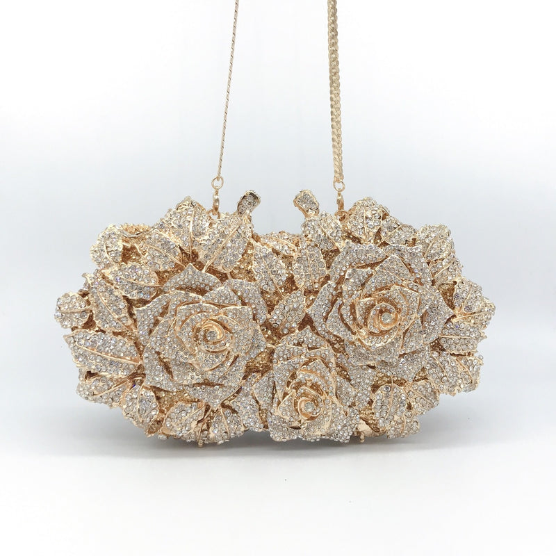 Bolsa Clutch Cristal Flores 3D