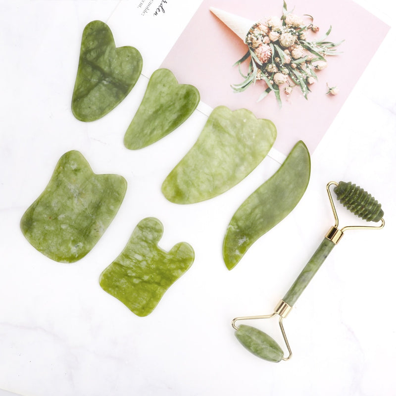 Massageador Corporal Pedra Natural Jade Gua Sha Formato U