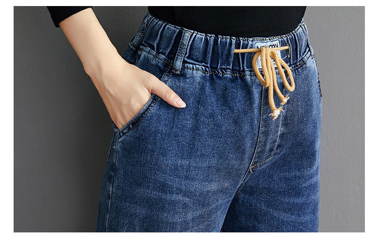 Calça Jeans Com Cordão e Elástico