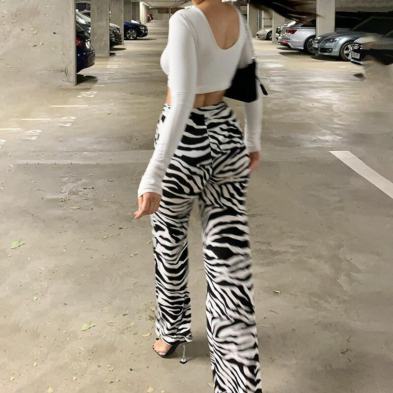 Calça Pantalona Zebra Print