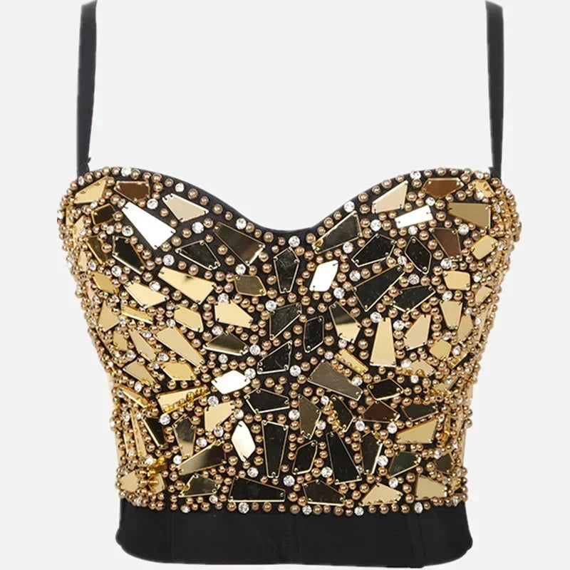 Top Cropped Com Pedraria Dourado