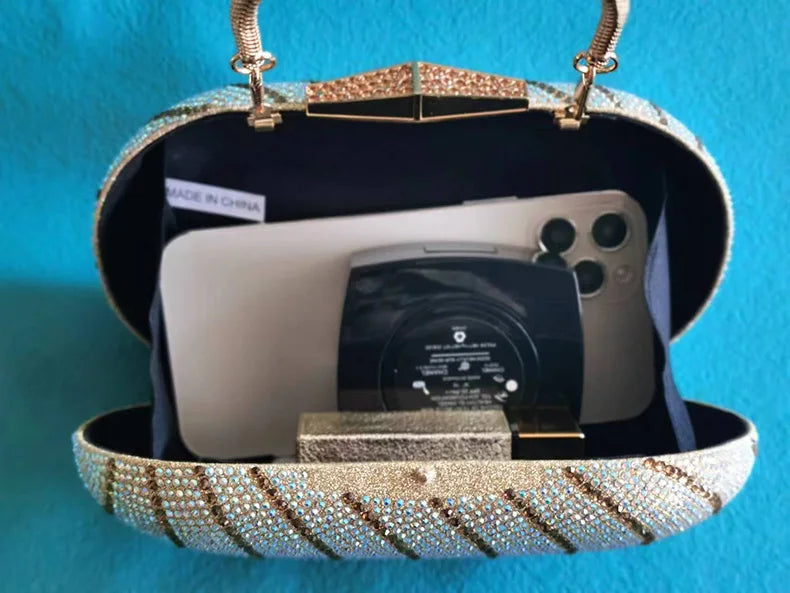 Bolsa Clutch Com Strass Prata