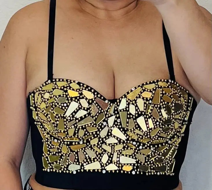 Top Cropped Com Pedraria Prata