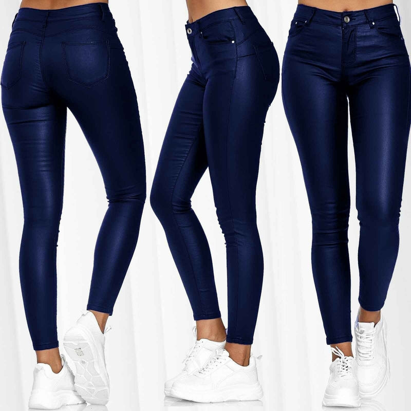 Calça Skinny De Couro Eco