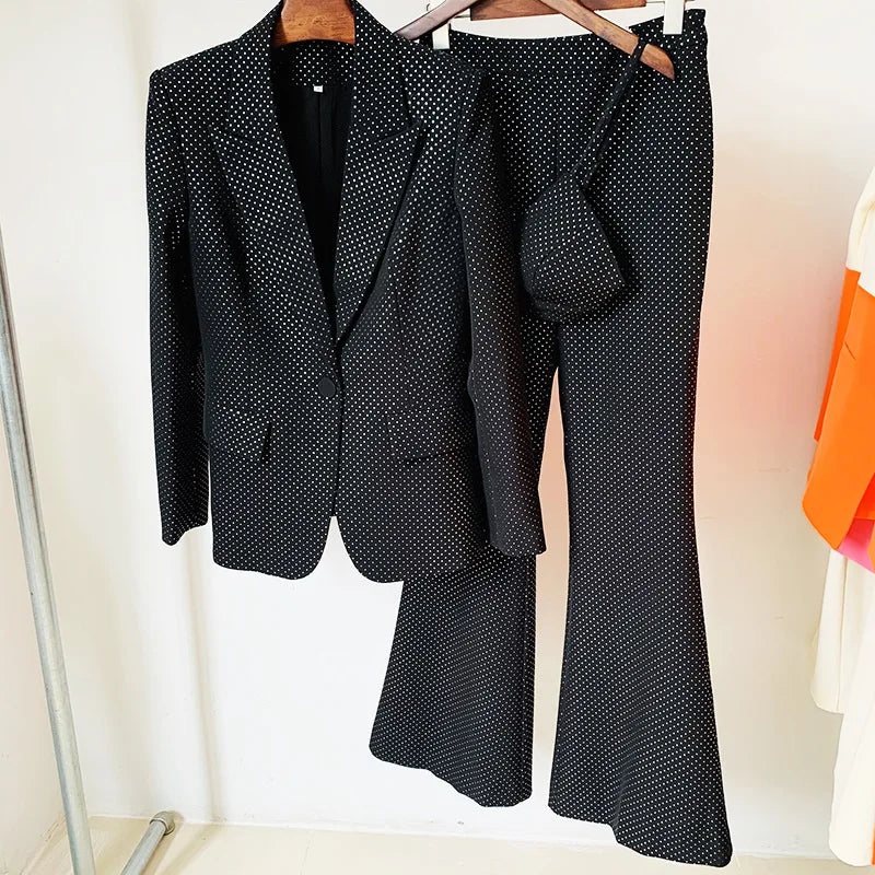 Conjunto Alfaiataria 3 Peças Top, Blazer e Calça Preto