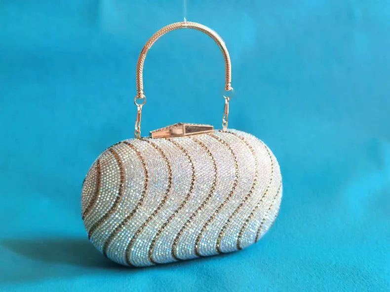 Bolsa Clutch Com Strass Prata