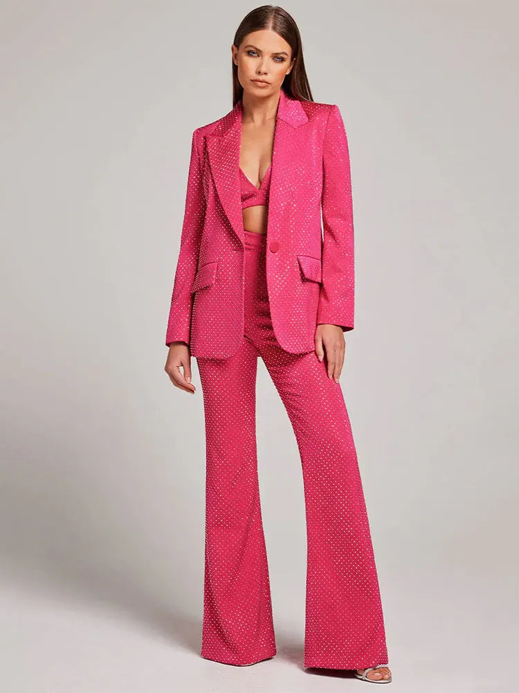 Conjunto Alfaiataria 3 Peças Top, Blazer e Calça Pink