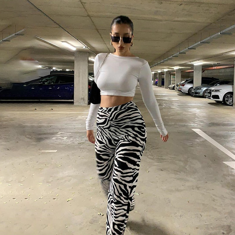 Calça Pantalona Zebra Print