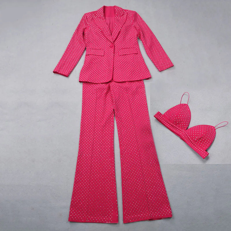 Conjunto Alfaiataria 3 Peças Top, Blazer e Calça Pink