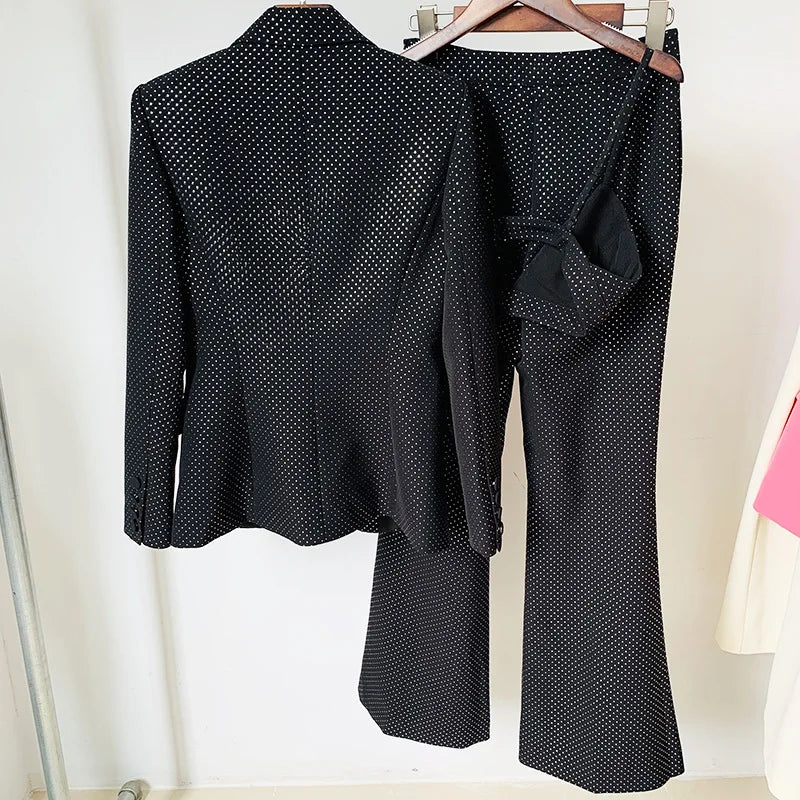 Conjunto Alfaiataria 3 Peças Top, Blazer e Calça Preto