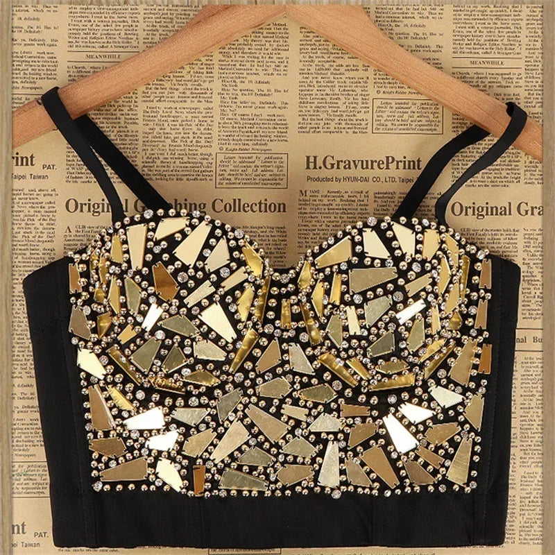 Top Cropped Com Pedraria Dourado