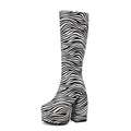 Bota Cano Alto Salto Bloco Animal Print