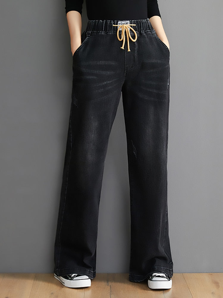 Calça Jeans Com Cordão e Elástico