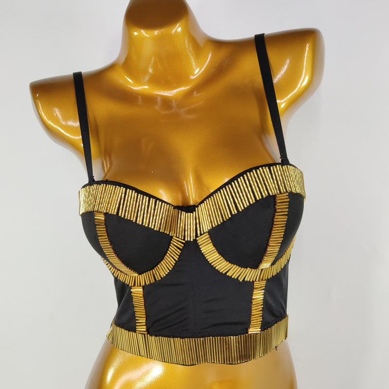 Top Cropped Alcinha Dourado