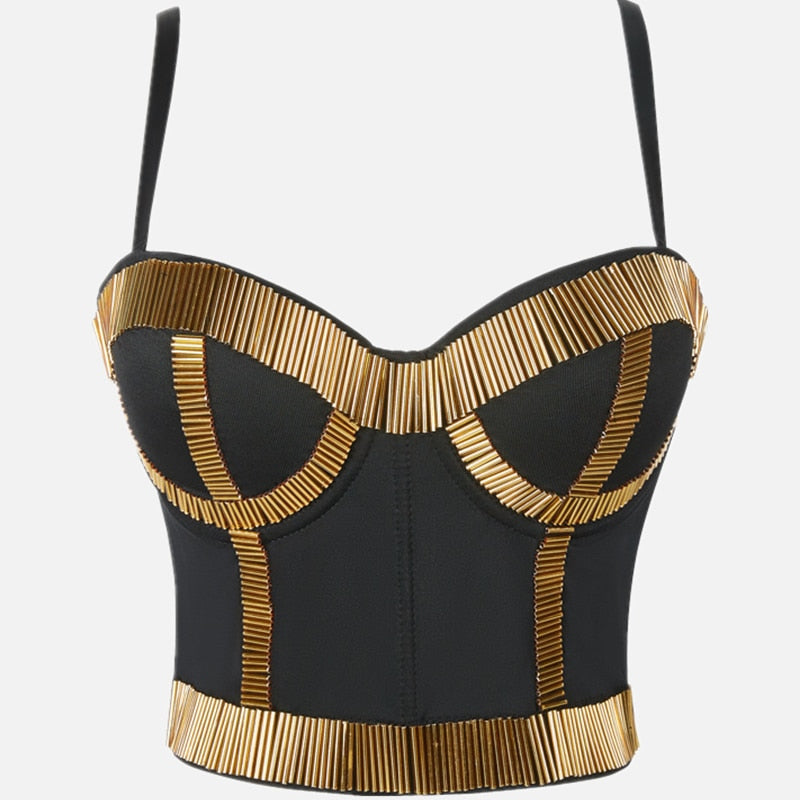 Top Cropped Alcinha Dourado