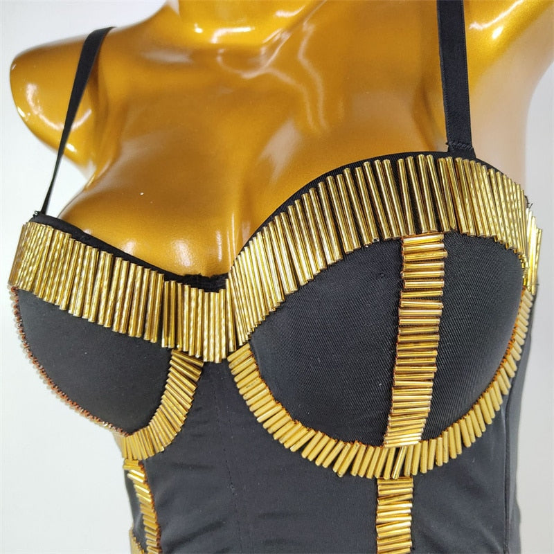 Top Cropped Alcinha Dourado